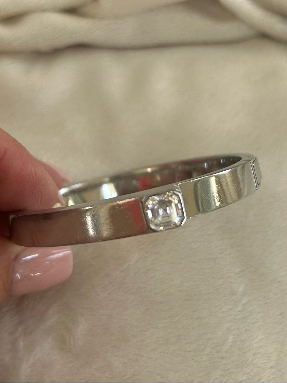 Henri Bendel Silver-Tone Crystal Accent Bangle